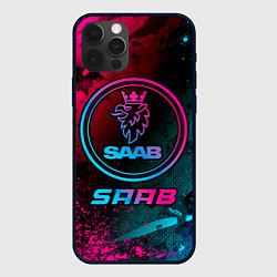 Чехол для iPhone 12 Pro Max Saab - neon gradient, цвет: 3D-черный
