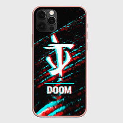 Чехол для iPhone 12 Pro Max Doom в стиле glitch и баги графики на темном фоне, цвет: 3D-светло-розовый