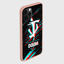 Чехол для iPhone 12 Pro Max Doom в стиле glitch и баги графики на темном фоне, цвет: 3D-светло-розовый — фото 2