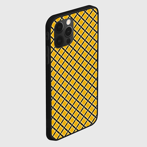 Чехол iPhone 12 Pro Max Черно-желтый клетчатый узор / 3D-Черный – фото 2