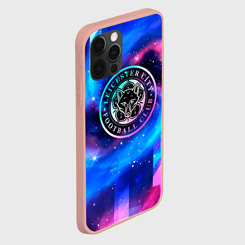 Чехол iPhone 12 Pro Max Leicester City неоновый космос / 3D-Светло-розовый – фото 2