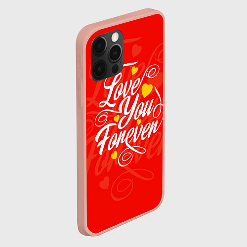 Чехол iPhone 12 Pro Max Love you forever - hearts, patterns / 3D-Светло-розовый – фото 2