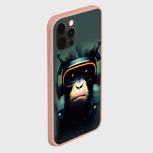Чехол iPhone 12 Pro Max Кибер-обезьяна / 3D-Светло-розовый – фото 2