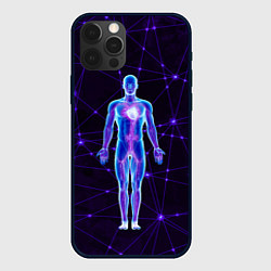 Чехол для iPhone 12 Pro Max Неоновый человек в нейросети, цвет: 3D-черный