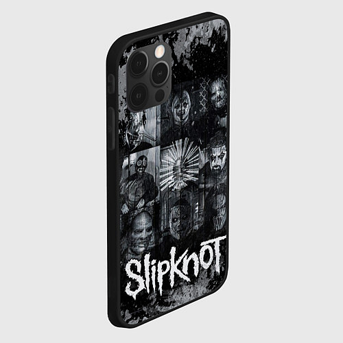 Чехол iPhone 12 Pro Max Slipknot black & white style / 3D-Черный – фото 2