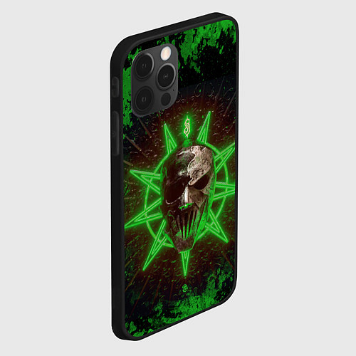 Чехол iPhone 12 Pro Max Slipknot green star / 3D-Черный – фото 2