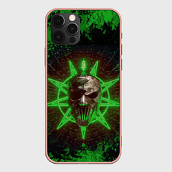 Чехол для iPhone 12 Pro Max Slipknot green star, цвет: 3D-светло-розовый