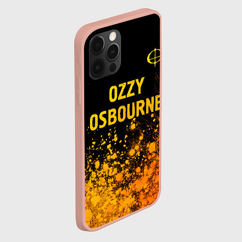 Чехол iPhone 12 Pro Max Ozzy Osbourne - gold gradient: символ сверху / 3D-Светло-розовый – фото 2