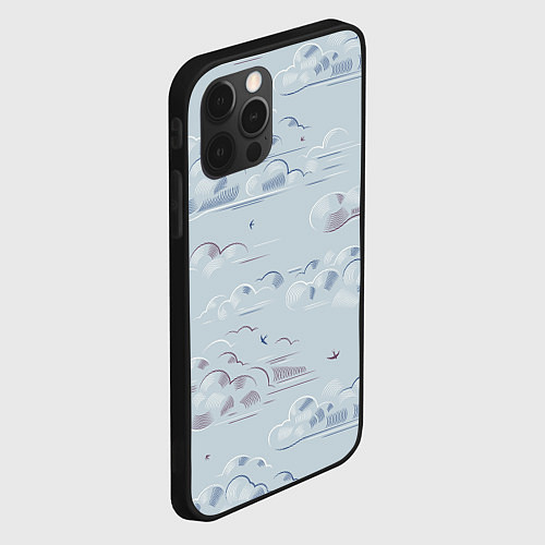 Чехол iPhone 12 Pro Max Полёт птиц ласточек / 3D-Черный – фото 2