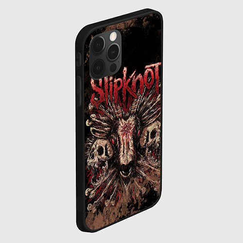 Чехол iPhone 12 Pro Max Slipknot skull / 3D-Черный – фото 2