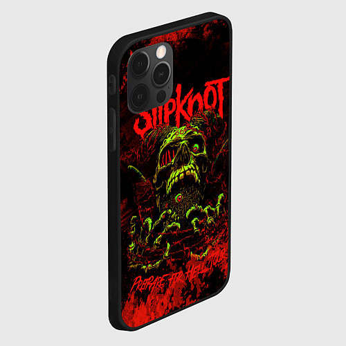 Чехол iPhone 12 Pro Max Slipknot череп / 3D-Черный – фото 2