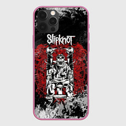 Чехол для iPhone 12 Pro Max Slipknot скелет, цвет: 3D-малиновый