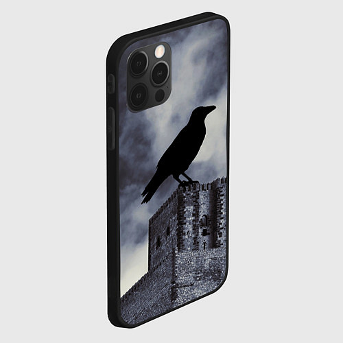 Чехол iPhone 12 Pro Max Halloween - силуэт ворона / 3D-Черный – фото 2