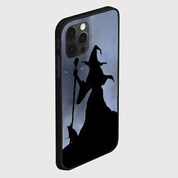 Чехол для iPhone 12 Pro Max Halloween - силуэт ведьмы с котом, цвет: 3D-черный — фото 2