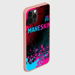 Чехол для iPhone 12 Pro Max Maneskin - neon gradient: символ сверху, цвет: 3D-светло-розовый — фото 2
