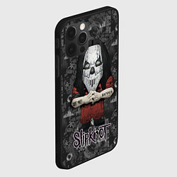 Чехол для iPhone 12 Pro Max Slipknot серый абстрактный фон, цвет: 3D-черный — фото 2