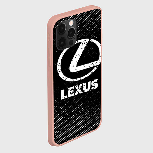 Чехол iPhone 12 Pro Max Lexus с потертостями на темном фоне / 3D-Светло-розовый – фото 2