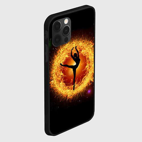 Чехол iPhone 12 Pro Max Танец балерины в огненном шаре / 3D-Черный – фото 2