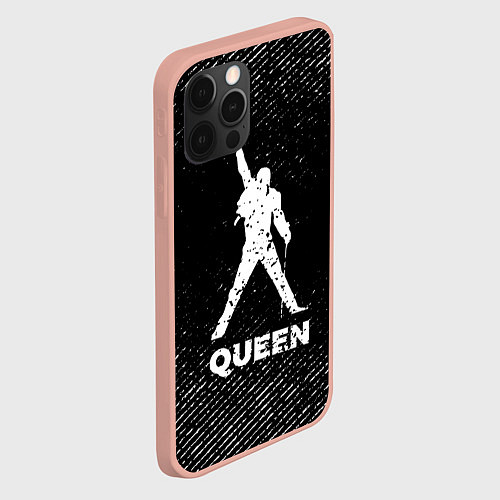 Чехол iPhone 12 Pro Max Queen с потертостями на темном фоне / 3D-Светло-розовый – фото 2