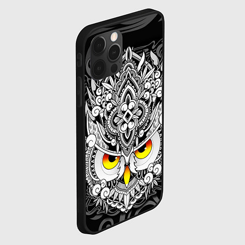 Чехол iPhone 12 Pro Max Сова с золотыми глазами / 3D-Черный – фото 2