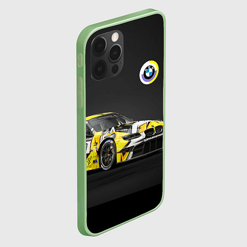 Чехол iPhone 12 Pro Max BMW Motorsport - Racing team / 3D-Салатовый – фото 2