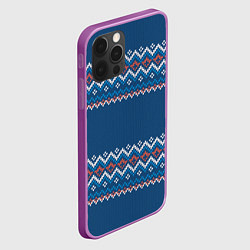 Чехол для iPhone 12 Pro Max Вязанный синий стиль, цвет: 3D-сиреневый — фото 2