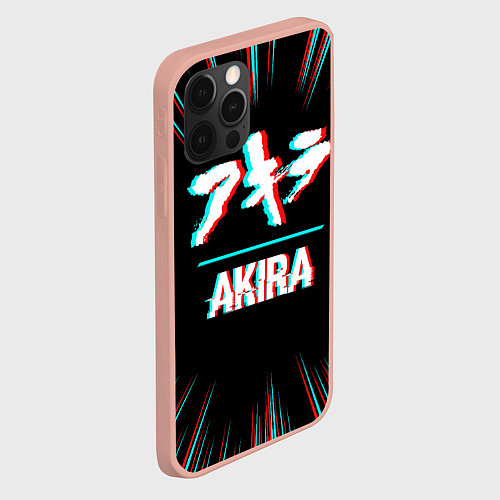 Чехол iPhone 12 Pro Max Символ Akira в стиле glitch на темном фоне / 3D-Светло-розовый – фото 2