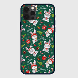 Чехол для iPhone 12 Pro Max Merry Christmas Rabbit 2023, цвет: 3D-черный