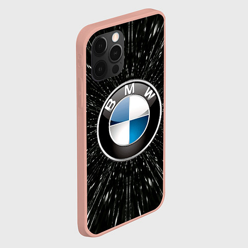Чехол iPhone 12 Pro Max БМВ эмблема, автомобильная тема / 3D-Светло-розовый – фото 2