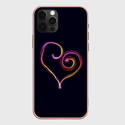 Чехол для iPhone 12 Pro Max Неоновое сердечко, цвет: 3D-светло-розовый