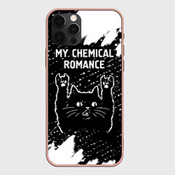 Чехол для iPhone 12 Pro Max Группа My Chemical Romance и рок кот, цвет: 3D-светло-розовый