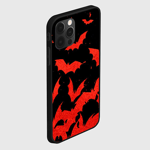 Чехол iPhone 12 Pro Max Летучие мыши красные / 3D-Черный – фото 2