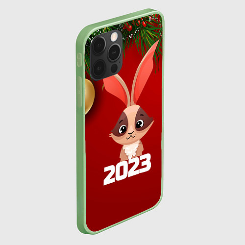 Чехол iPhone 12 Pro Max Кролик 2023 / 3D-Салатовый – фото 2