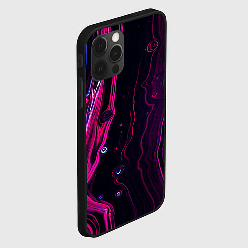 Чехол iPhone 12 Pro Max Фиолетовые линии песка во тьме / 3D-Черный – фото 2