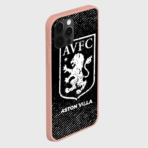 Чехол iPhone 12 Pro Max Aston Villa с потертостями на темном фоне / 3D-Светло-розовый – фото 2