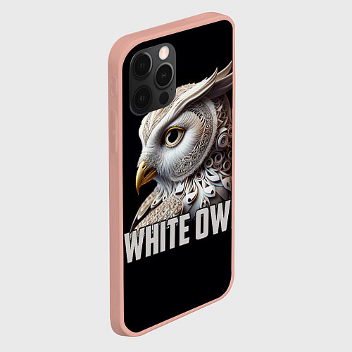 Чехол iPhone 12 Pro Max Белый филин / 3D-Светло-розовый – фото 2