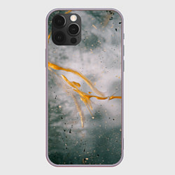 Чехол для iPhone 12 Pro Max Абстрактный серый туман и золотая краска, цвет: 3D-серый