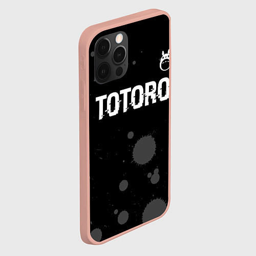 Чехол iPhone 12 Pro Max Totoro glitch на темном фоне: символ сверху / 3D-Светло-розовый – фото 2