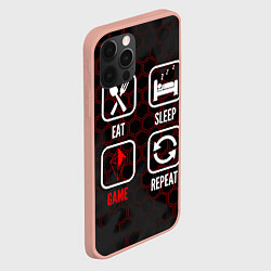 Чехол для iPhone 12 Pro Max Eat, sleep, No Mans Sky, repeat, цвет: 3D-светло-розовый — фото 2