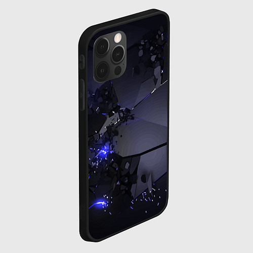 Чехол iPhone 12 Pro Max Неоновые плиты, взрыв / 3D-Черный – фото 2