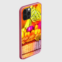 Чехол для iPhone 12 Pro Max Спелые фрукты и овощи в плетеной корзине, цвет: 3D-малиновый — фото 2