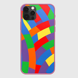 Чехол для iPhone 12 Pro Max Разноцветные текстуры и паттерны, цвет: 3D-малиновый