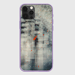 Чехол для iPhone 12 Pro Max Серый туман и оранжевые краски, цвет: 3D-сиреневый