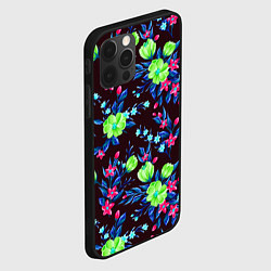 Чехол для iPhone 12 Pro Max Неоновые цветы - паттерн, цвет: 3D-черный — фото 2
