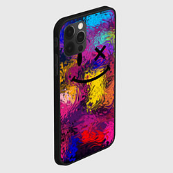 Чехол для iPhone 12 Pro Max Смайлик с брызгами краски, цвет: 3D-черный — фото 2
