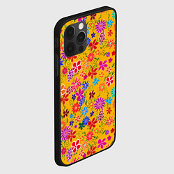 Чехол для iPhone 12 Pro Max Нарисованные цветы - орнамент, цвет: 3D-черный — фото 2