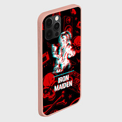 Чехол для iPhone 12 Pro Max Iron Maiden rock glitch, цвет: 3D-светло-розовый — фото 2