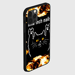 Чехол для iPhone 12 Pro Max Nine Inch Nails рок кот и огонь, цвет: 3D-черный — фото 2