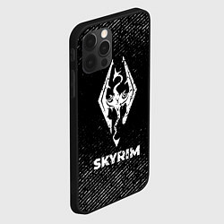 Чехол для iPhone 12 Pro Max Skyrim с потертостями на темном фоне, цвет: 3D-черный — фото 2