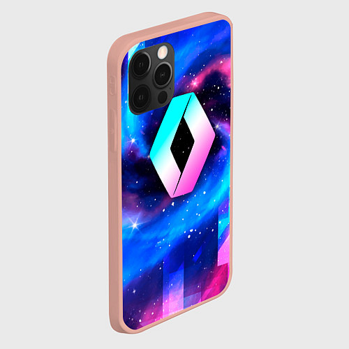 Чехол iPhone 12 Pro Max Renault неоновый космос / 3D-Светло-розовый – фото 2